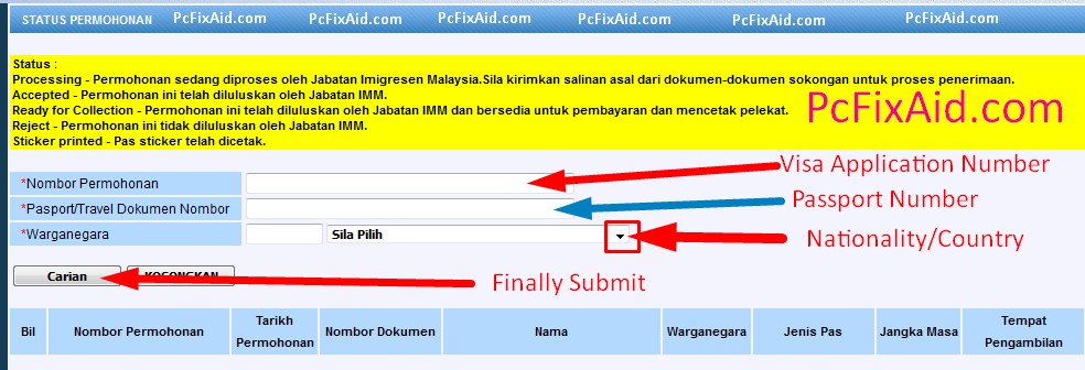 How can check malaysia visa